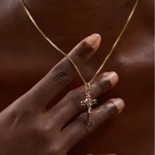 Cross Pendant Necklace Set with Zirconia Crystals