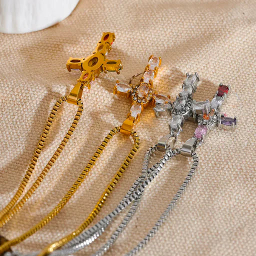 Cross Pendant Necklace Set with Zirconia Crystals