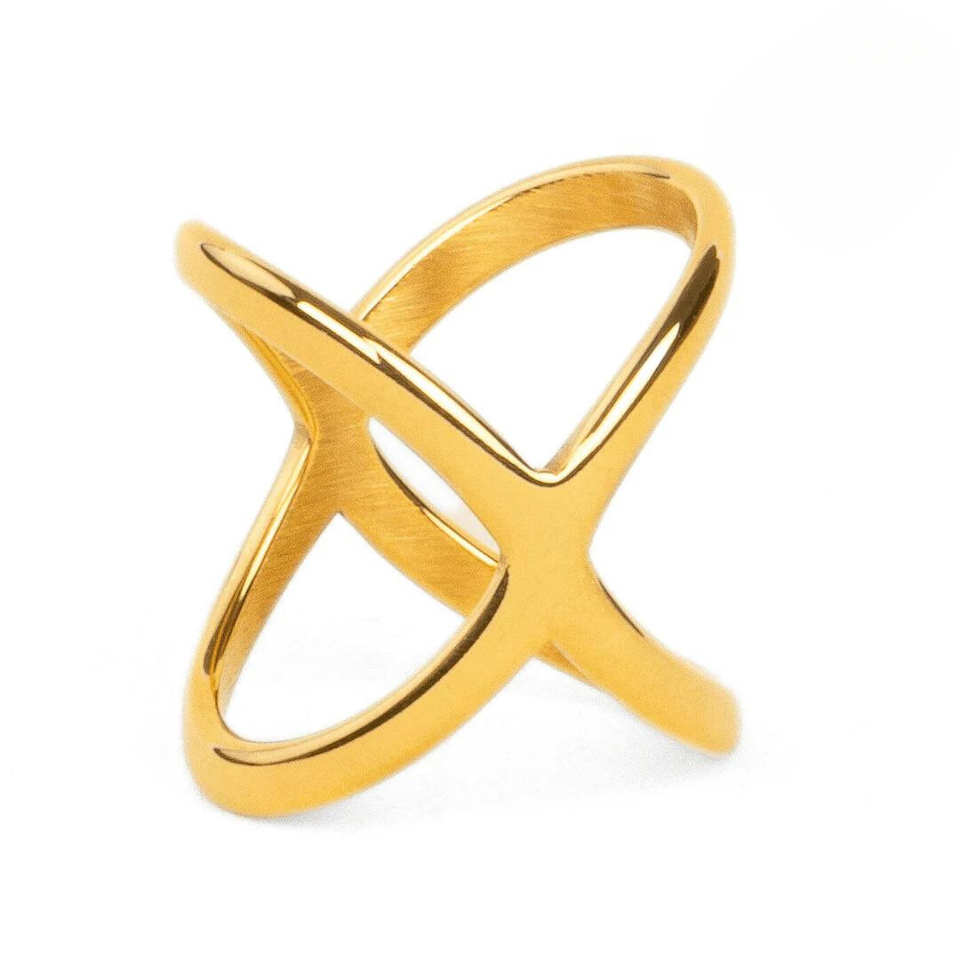 **18K Gold Plated X Ring**