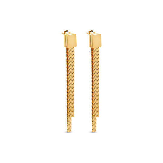 Long Luxor Earrings Plated in 18K Gold