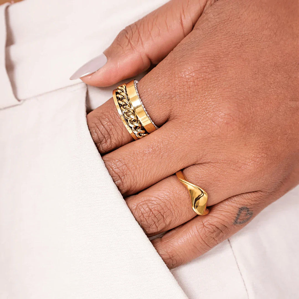 18K Gold-Plated Curved Ring