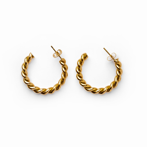 Twisted Half Hoop Earrings Plated in 18K Gold