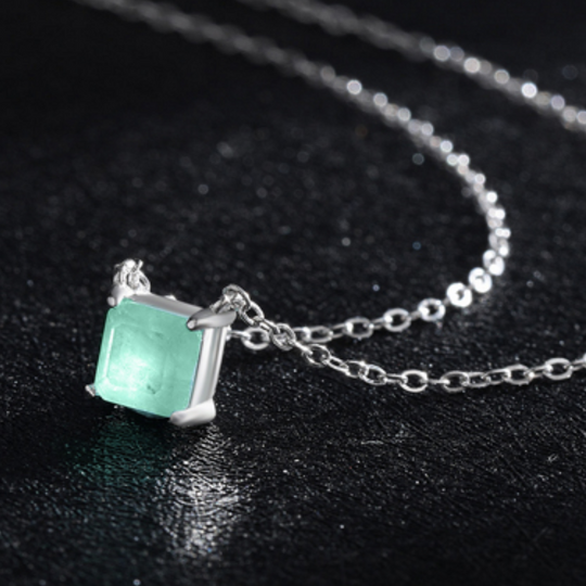 Silver Necklace with Paraíba Tourmaline Pendant