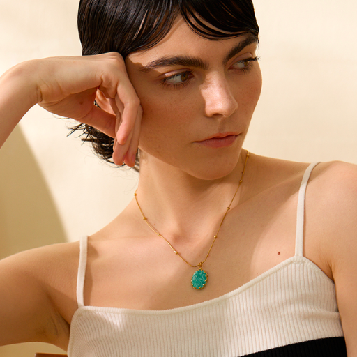 Blue Amazonite Natural Stone Pendant Necklace