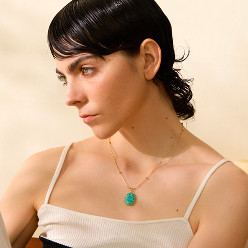 Blue Amazonite Natural Stone Pendant Necklace