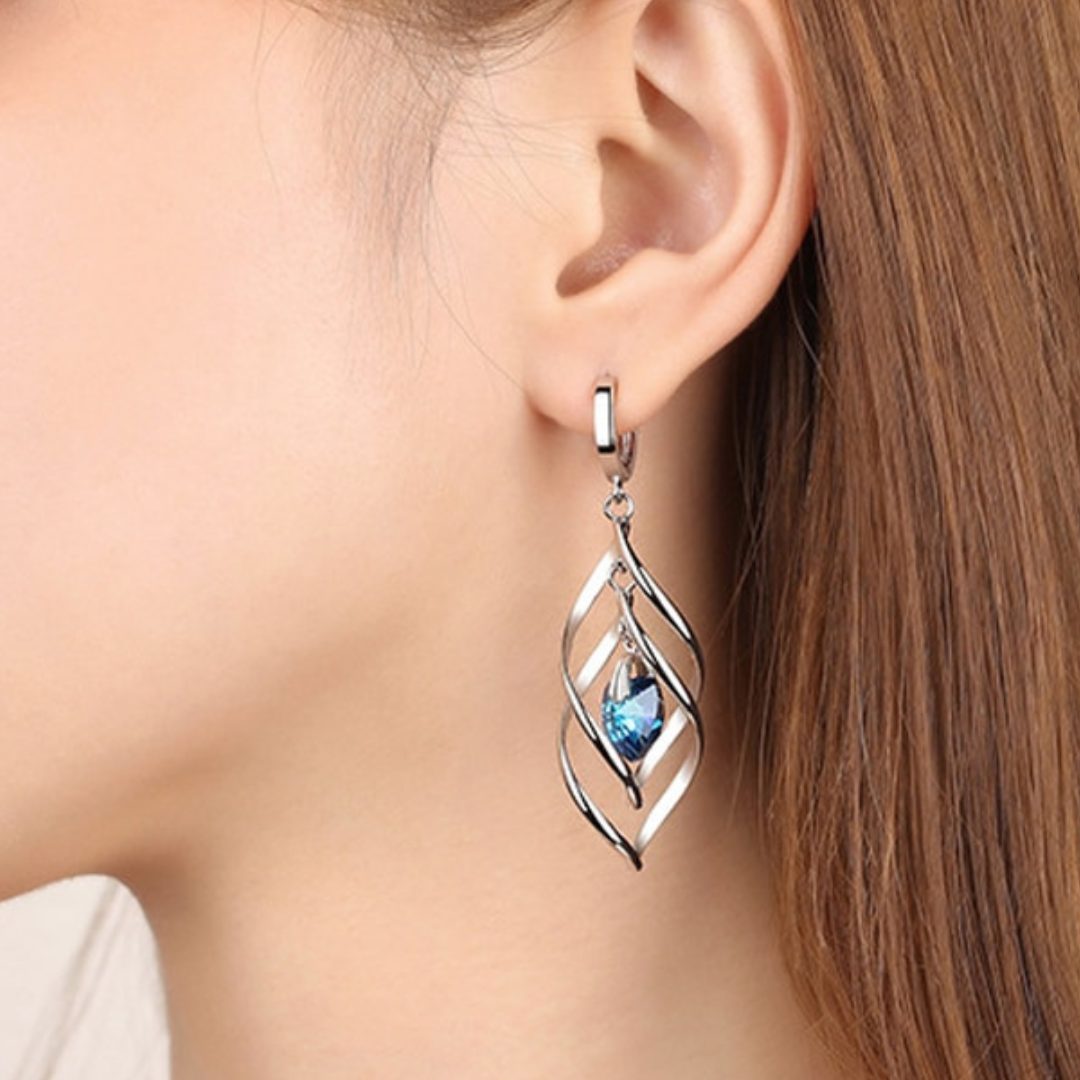 Silver Blue Heart Earrings with Kyanite Stone