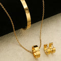 Gold Necklace, Bracelet and Earrings Set