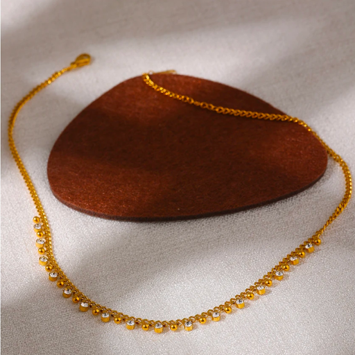 Gold Necklace with Zirconia Stones