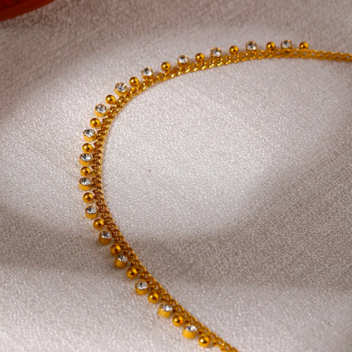 Gold Necklace with Zirconia Stones