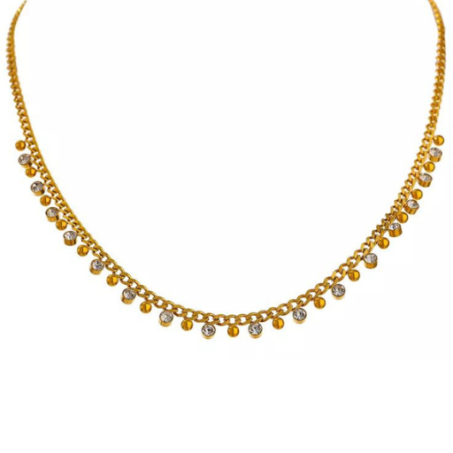 Gold Necklace with Zirconia Stones