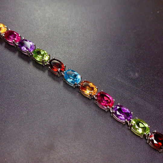 Colourful Cubic Zirconia Silver Bracelet