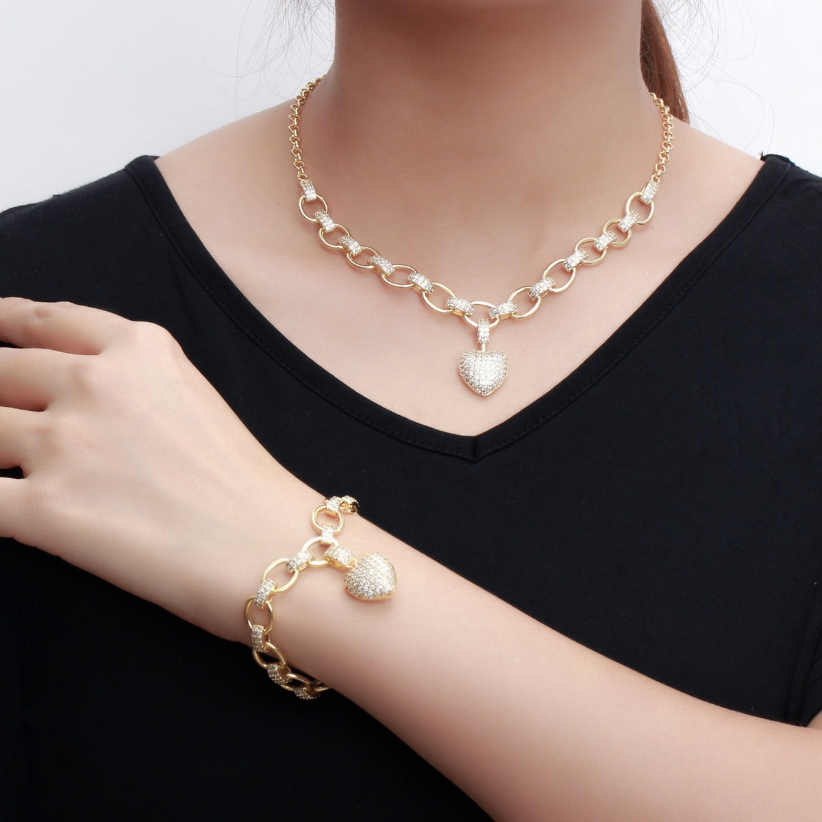 Chain and Bracelet Embedded with Zirconia