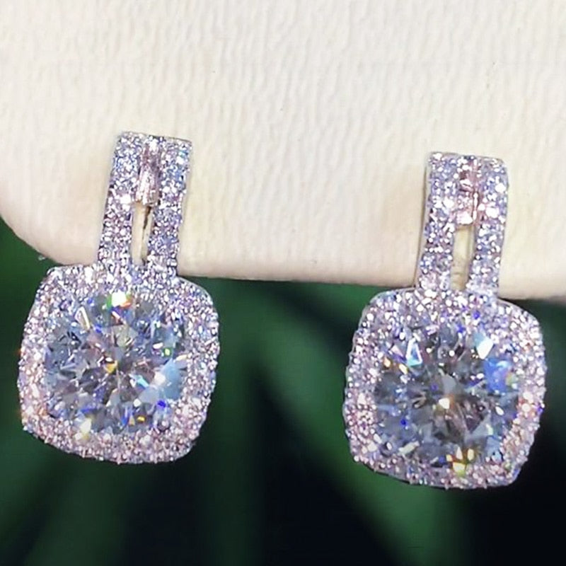 Huitan Earrings with Cubic Zirconia Inlays