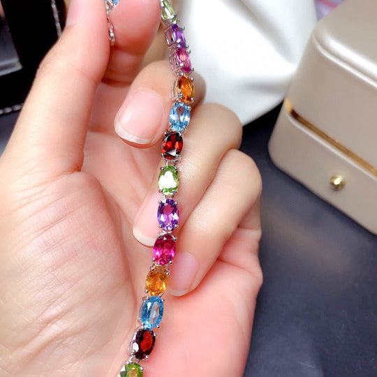 Colourful Cubic Zirconia Silver Bracelet