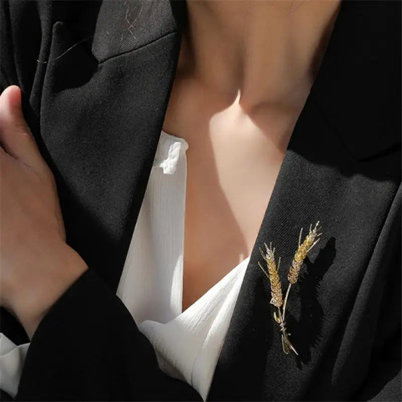 Wheat Brooch with Cubic Zirconia