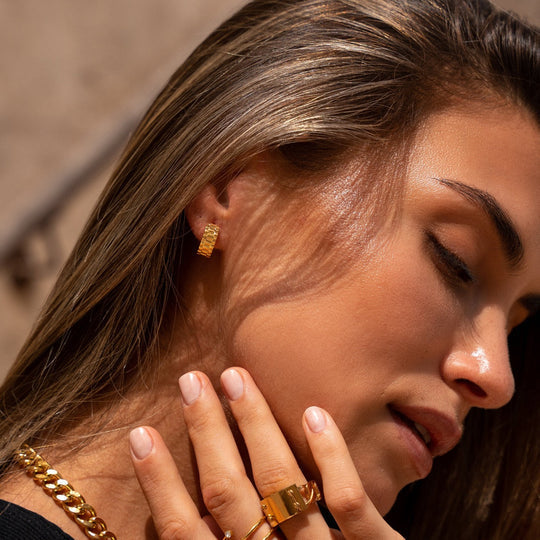 Textured 18K Gold Plated Earrings