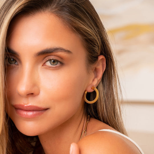 18K Gold-Plated Mesh Hoop Earrings