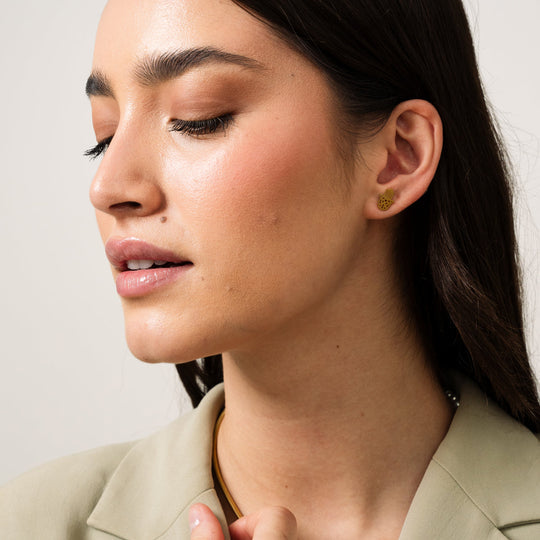 Hamsa Hand Earrings Plated in 18K Gold