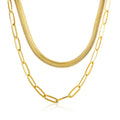 Double Mesh and Link Necklace Plated in 18K Gold