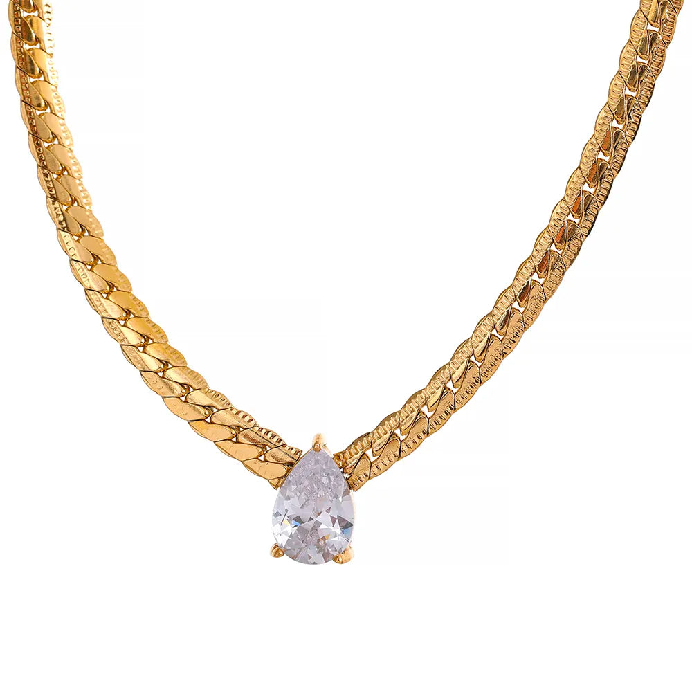 Gold-Plated Necklace with Cubic Zirconia