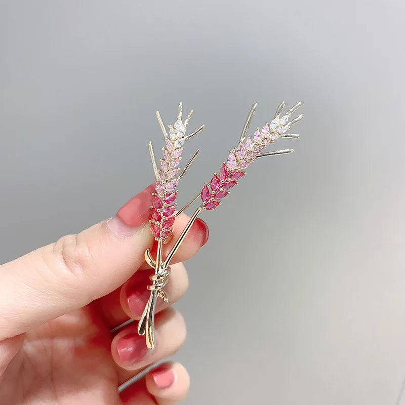 Wheat Brooch with Cubic Zirconia