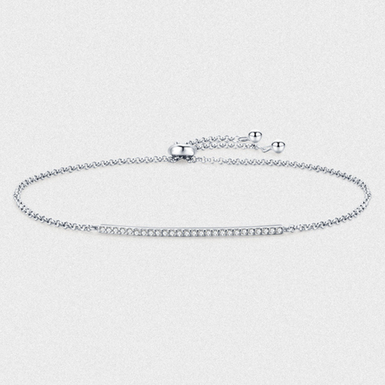 Adjustable Cubic Zirconia Silver Bracelet