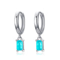 Silver Hoop Earrings with Blue Paraíba Tourmaline Pendant