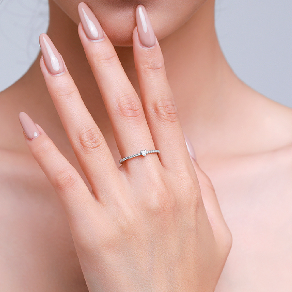 Solitaire Ring with Heart-Shaped Stone