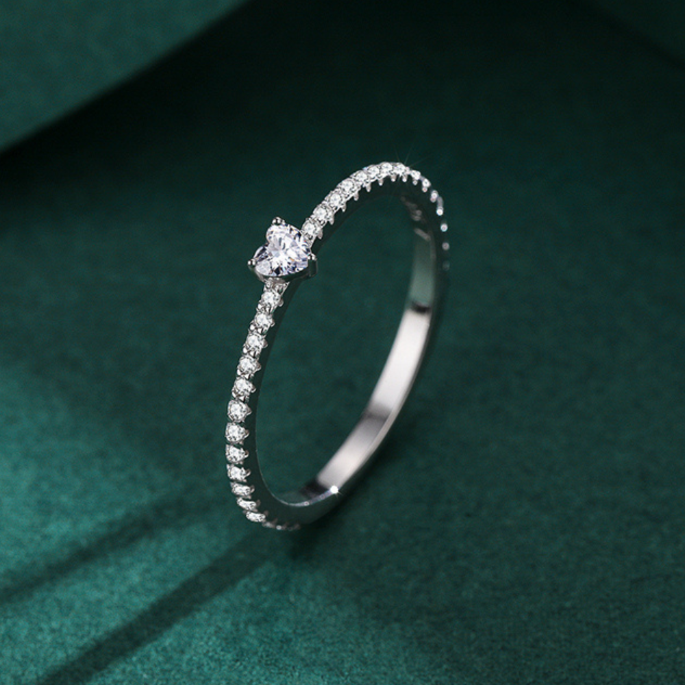 Solitaire Ring with Heart-Shaped Stone