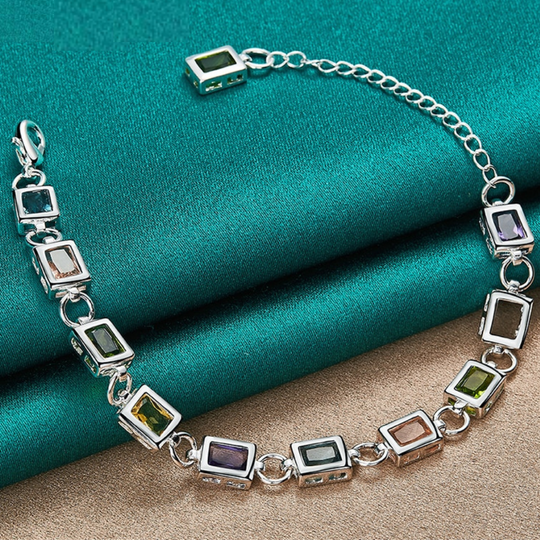 Colourful Crystal Silver Bracelet