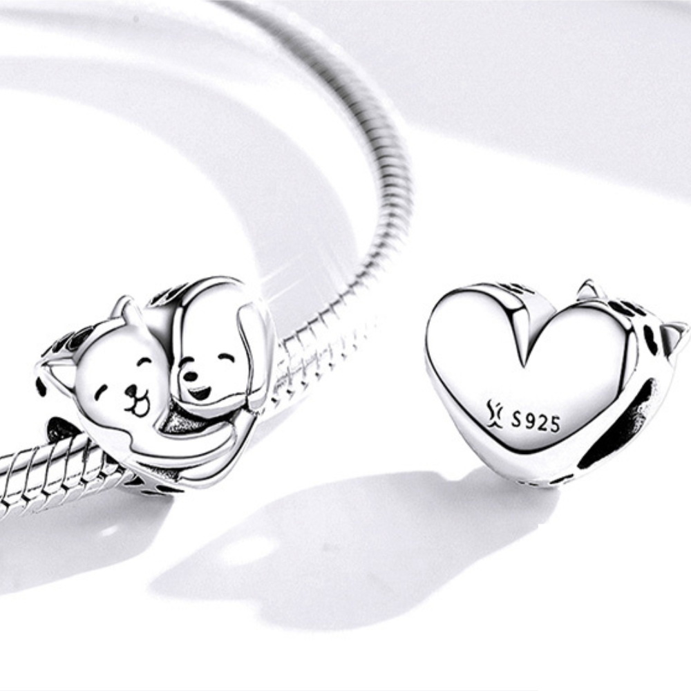 Hugging Pets Charm - 925 Silver