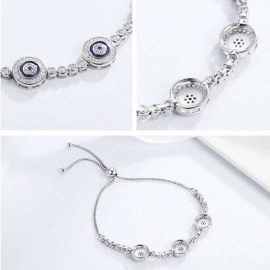 Blue Turkish Eye Bracelet in Cubic Zirconia