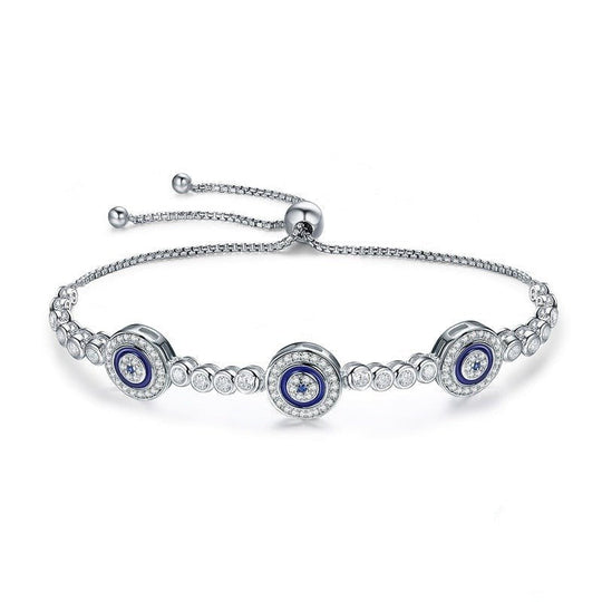 Blue Turkish Eye Bracelet in Cubic Zirconia