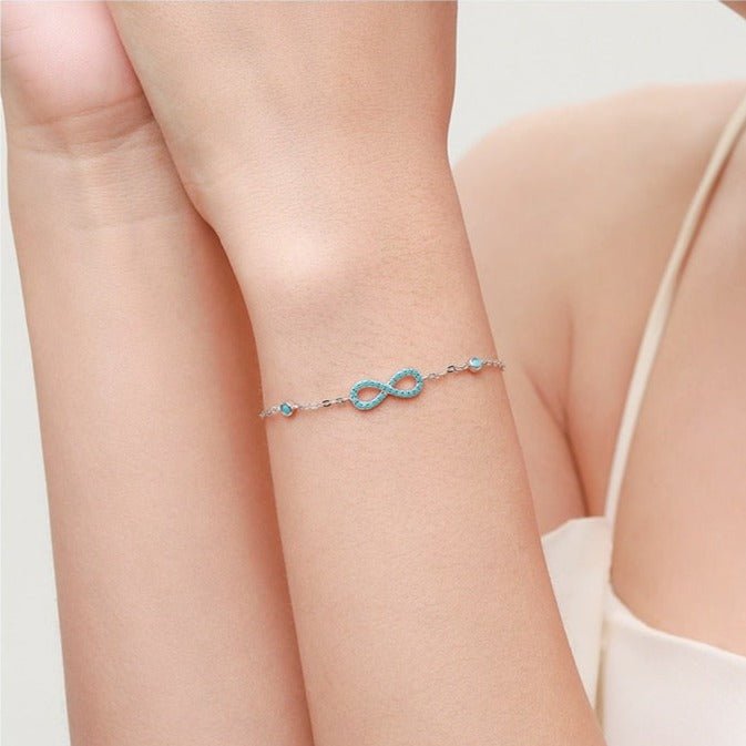 Silver Infinity Bracelet with Turquoise