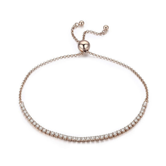 Trendy Adjustable Bracelet with Cubic Zirconia in Silver