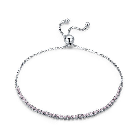 Trendy Adjustable Bracelet with Cubic Zirconia in Silver